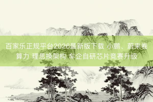 百家乐正规平台2026最新版下载 小鹏、蔚来卷算力 理思换架构 车企自研芯片竞赛升级